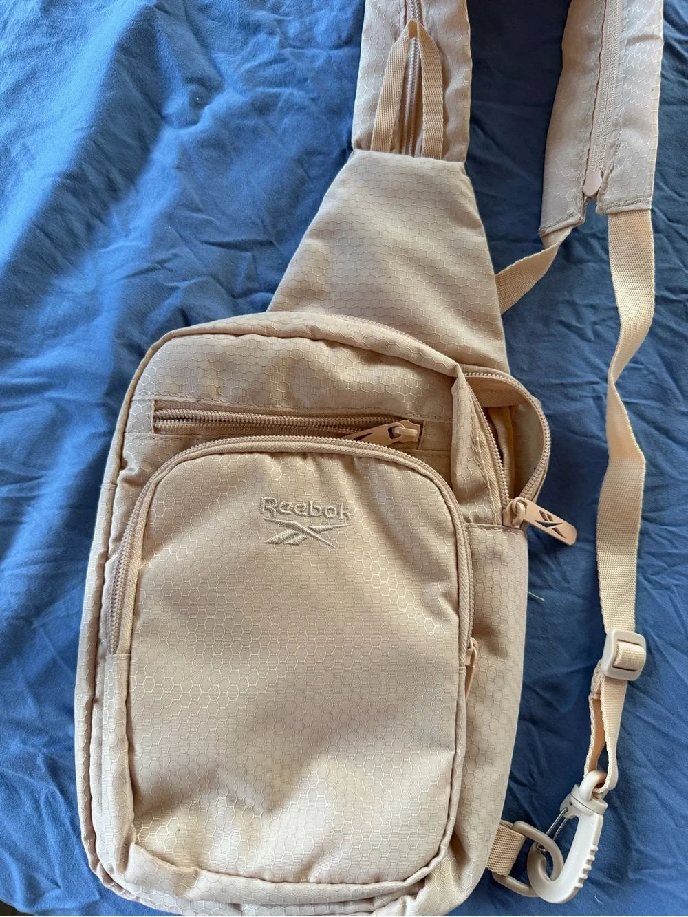 Reebok Beige Sling Crossbody Bag-Converts to backpack